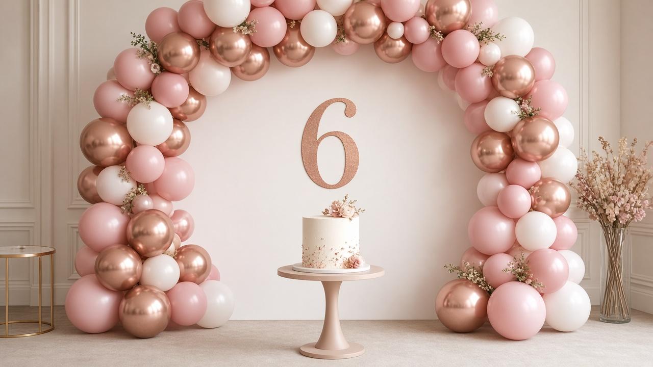 Rose gold birthday arch
