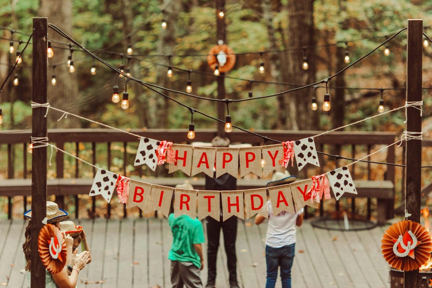 Styled birthday cake table