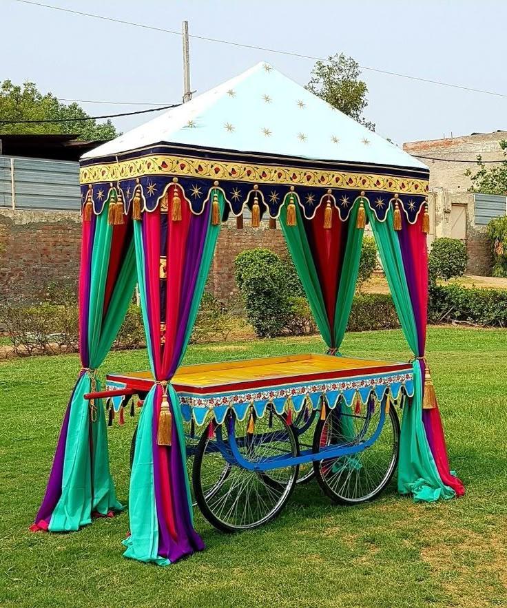 Painted Haldi welcome cart