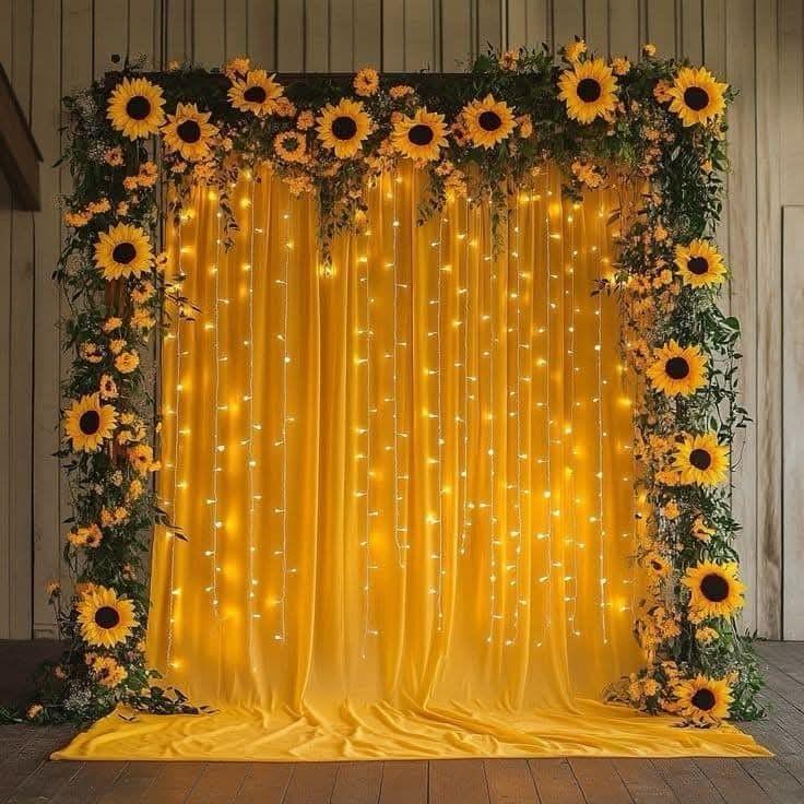 Sunflower fairy-light backdrop