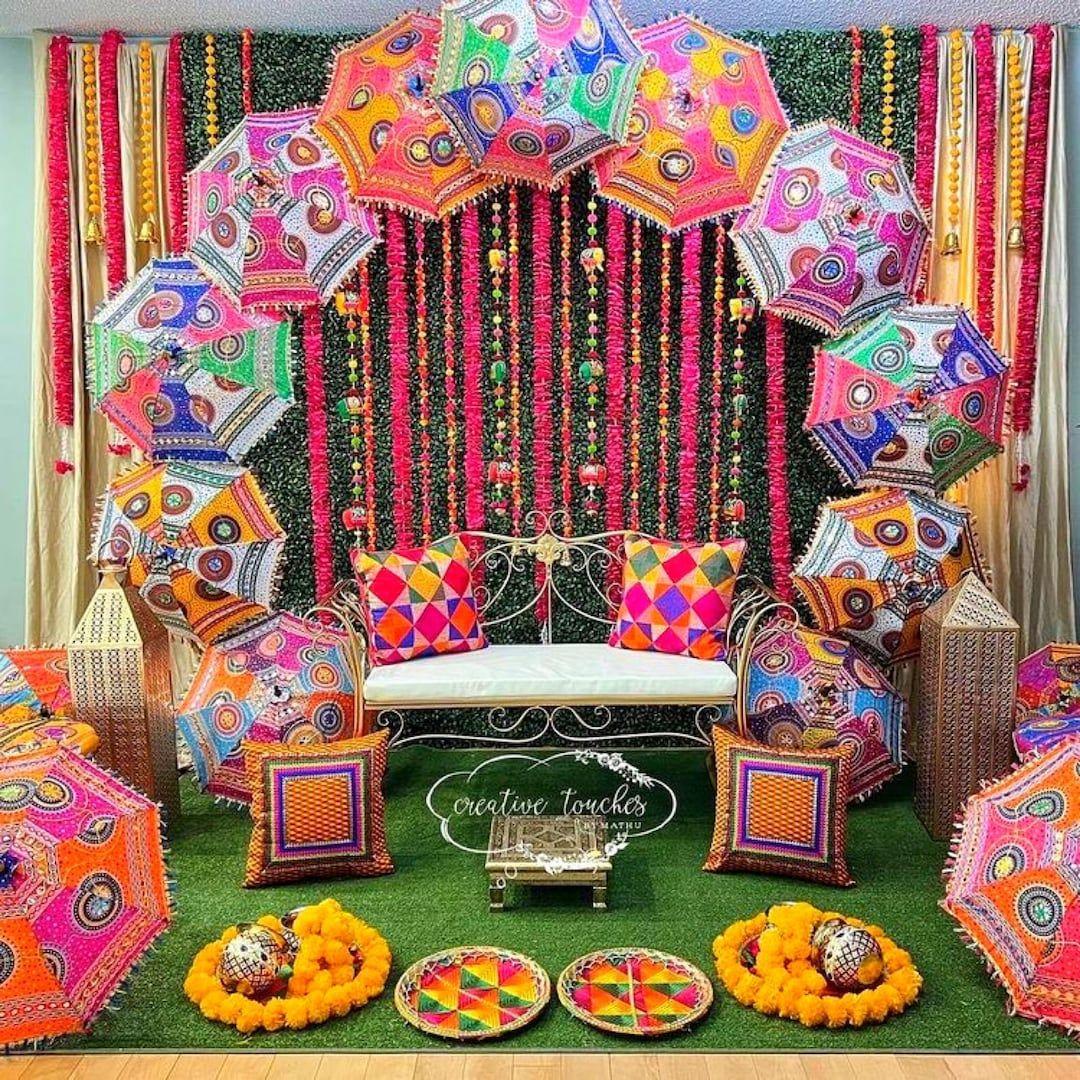 Colourful umbrella lounge
